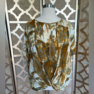 NWT | Khaki & Gray Twist-Front Crewneck Top | Suzanne Betro | 3X